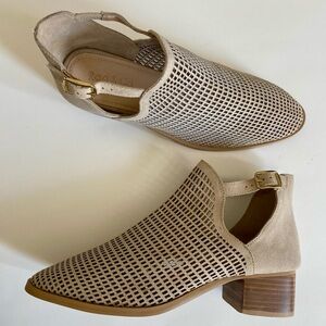 Tan laser cut booties